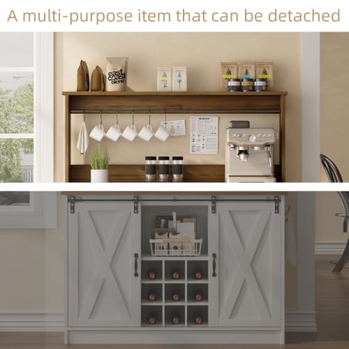 47" Coffee Bar Cabinet with Storage Hutch & Wine Rack (47Inch / White)