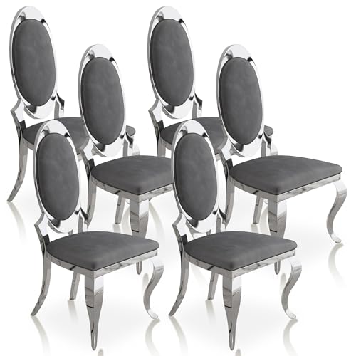 Modern Dining Chairs Set of 6 (Grey/Silver / Set of 6)