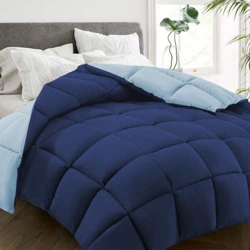 All Season Full Size Bed Comforter (Navy/Light Blue / Full（82*86）)