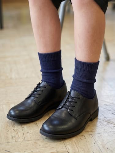 Unisex Kids Boys Girls Soft Cotton School Socks 8 (Large / Navy Blue)