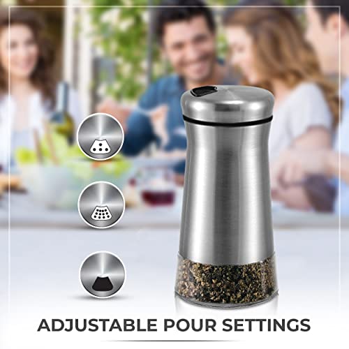 Pepper Shaker or Salt Shaker with Adjustable Pour Holes (Black Shaker)