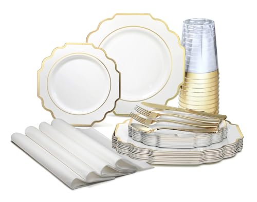 OCCASIONS " 320 Piece set (320 Piece (40 Guest) / K. Imperial White & Gold)