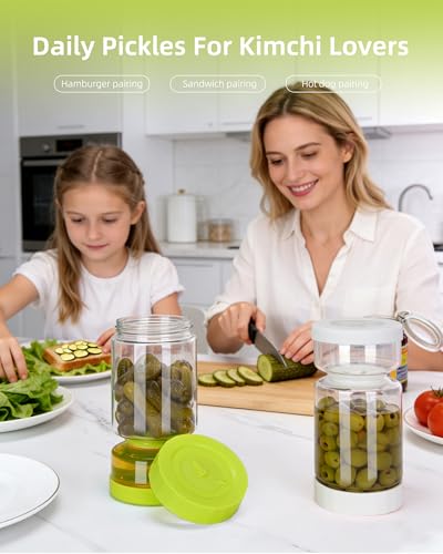 Pickle Jar with Strainer Flip (02-White&Green / 37oz 2pcs)