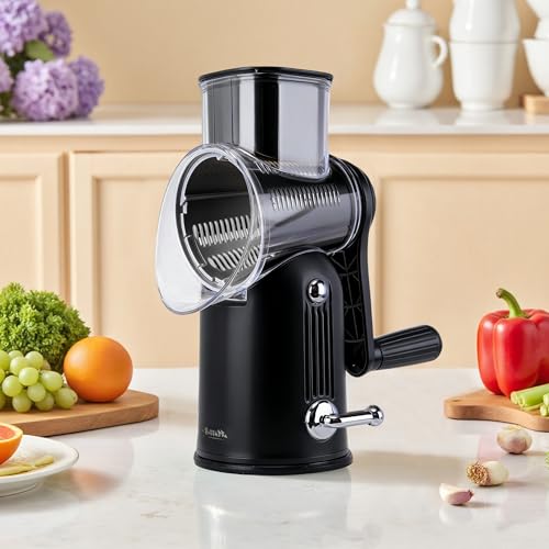 Rotary Cheese Grater with Handle (Black)