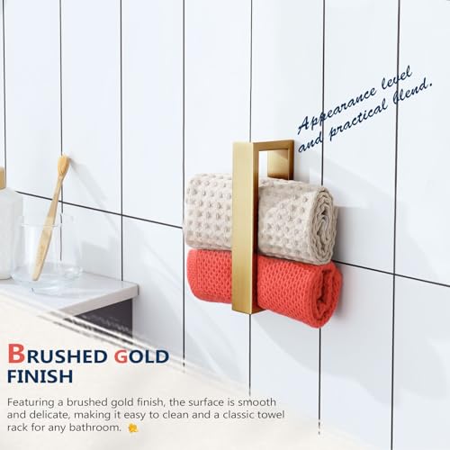 Towel Rings Brushed Gold Hand Towel Bars 9 (Brushed Gold / 2 Pack)