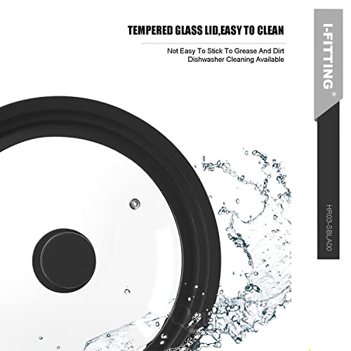 Universal Tempered Glass Lid for Pots (11” ,12” ,12.5” / Black)