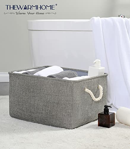 Fabric Storage Bins Baskets for Organizing (Grey / 3PCS/X Large -17.7Lx13.8Wx9.8H)