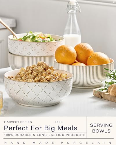 Large Serving Bowls (Embossed Checks & Stripes / 8")
