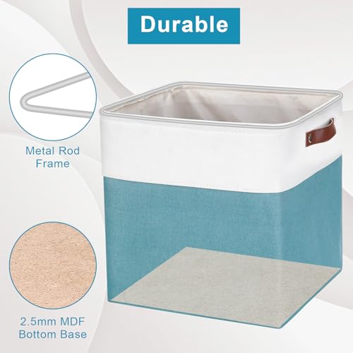 13x13 Cube Storage Bins (Teal / Off-White / Cube - 13"x13"x13")