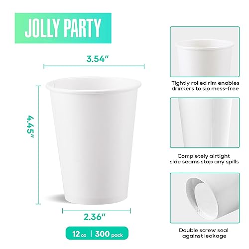 300 Pack 12 oz Disposable Paper Coffee Cup (12oz)