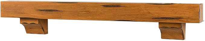 MANTELSDIRECT Breckenridge 72” Fireplace Mantel Shelf with Corbels – Rustic Floating Mantel Shelf for Over Fireplace – Chestnut - Wood Shelf for Wall – Pine Box Construction