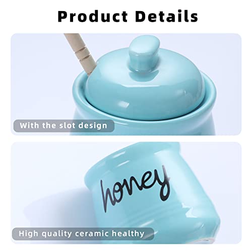 Honey Jar with Dipper and Lid (Turquoise)