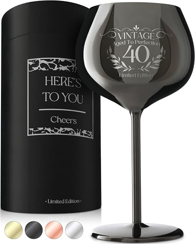 40th Birthday Wine Glass (40th / Black)
