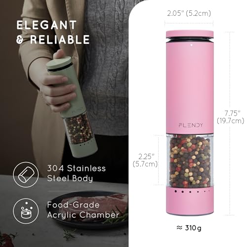 Rechargeable Electric Salt and Pepper Grinder Set with Charging Base (Set of 2 with Charging Base / Pink)