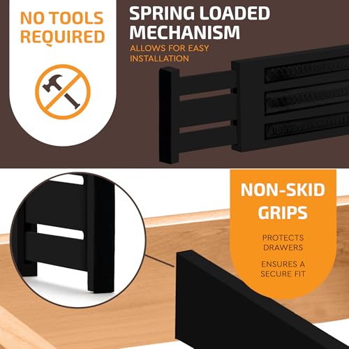 6 Pack Black Drawer Dividers (6 Count)