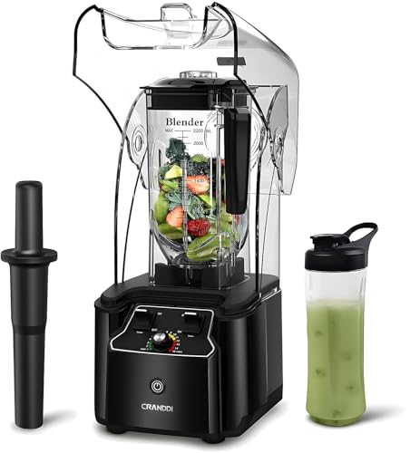 Quiet Commercial Blender with Soundproof Shield (Black)