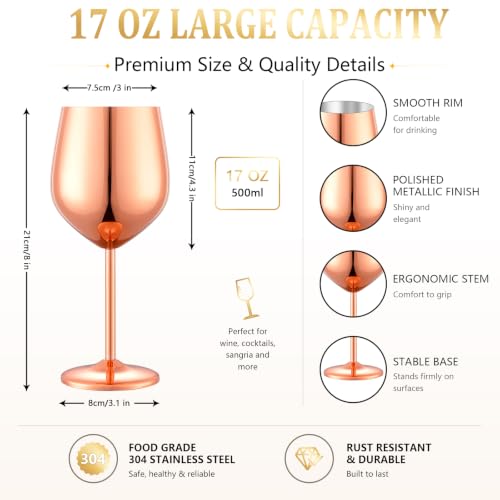 Unbreakable Stainless Steel Wine Glasses Set of 4 (4 Count)