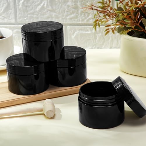 6 Pack 4 oz Plastic Jars Containers with Lids Wide (6 Count)