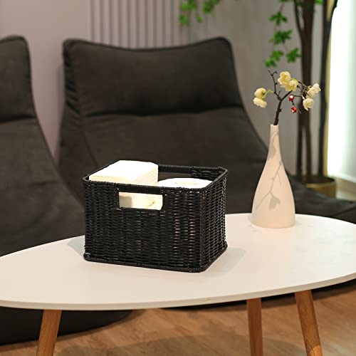 Large Wicker Baskets for Storage (17 x 12.2 x 7.5 inches / Black)