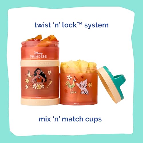 Moana) DiSNEY PRINCESS Whiskware Stackable Snack Pack - 3 Jar + Handle - Blue/Orange/Pink (Disney / Moana)