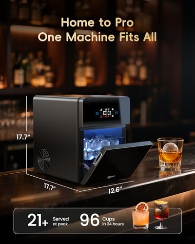 2.4" Clear Ice Ball Maker Countertop with CrystalFlux Technology (Gloss Black)