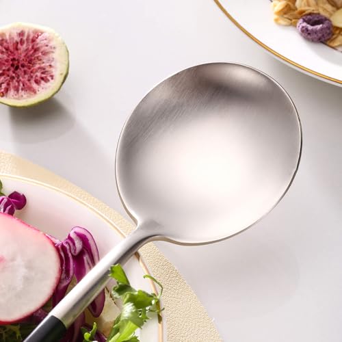 Silver Black Salad Serving Utensils (Silver Black)