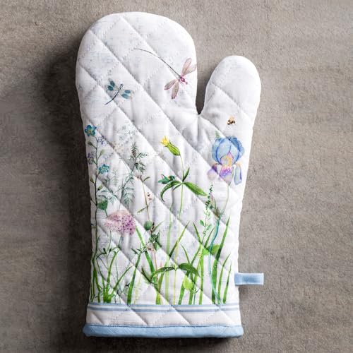 Maison d'Hermine Oven Gloves 100% Cotton Oven Mitt (012 - Fleurs De Mai / 7.5" x 13" (Oven Mitt))
