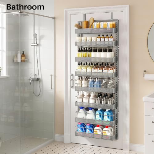 8 Tiers Over the Door Organizer (Grey / 17" W x 6" D x 69" H)