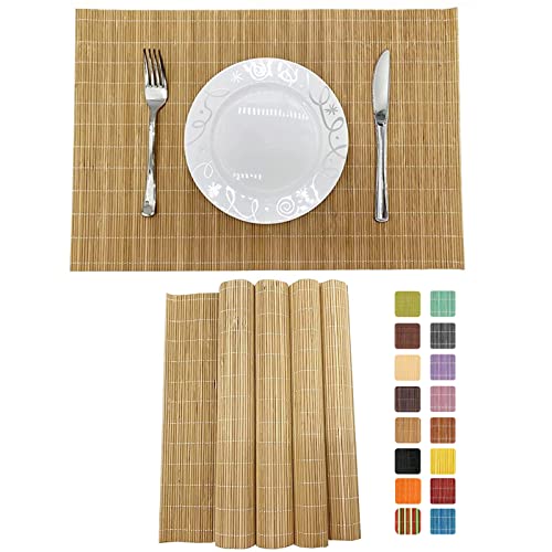 Set of 4 Pcs Bamboo Placemats Sushi Rolling Mat Japanese Style Natural Anti (Brown / Set of 4)