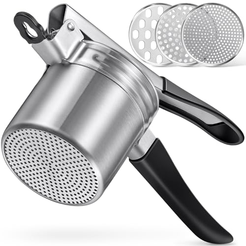 Potato Ricer Sopito Upgraded Stainless Steel Potato Masher with 3 Interchangeable Discs