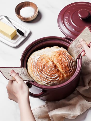 3 QT Ceramic Bread Baker with Lid for Sourdough (Purple)