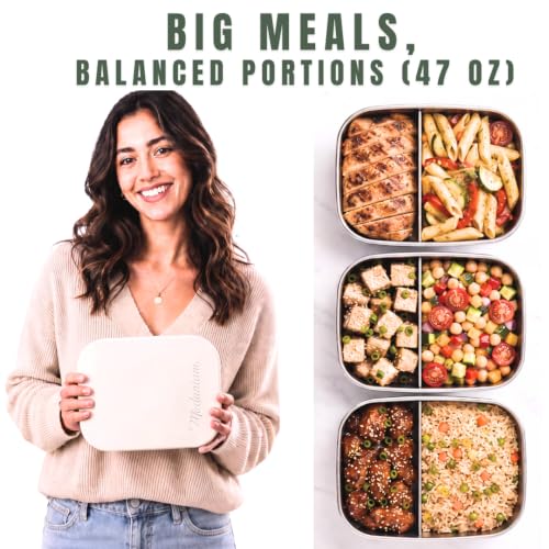 Flexibento Stainless Steel Bento Box Adult Large (Vanilla-47OZ-Setof2)