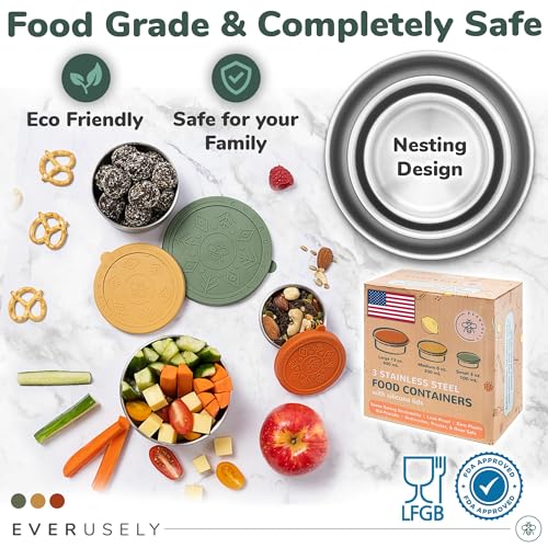Stainless Steel Snack Containers (Muted)