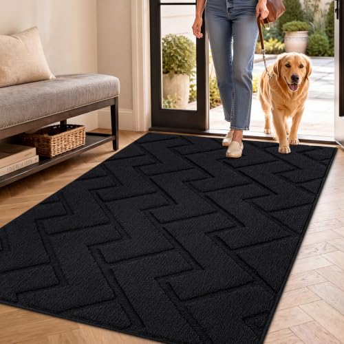 Front Door Mat Outside Entrance (Black / 59" x 36" (Rectangular))
