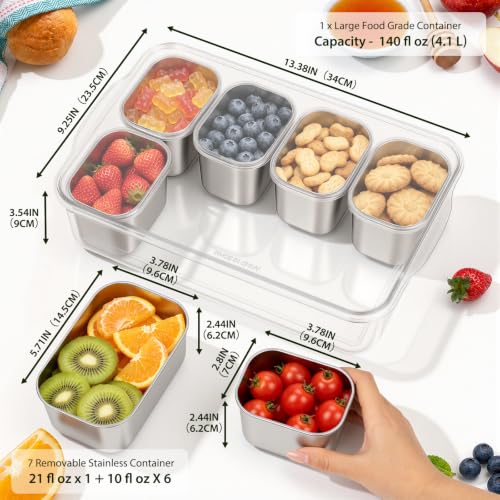 Snackle Box Container (7 Compartment (13.38"L x 9.25"W x 3.54"H))