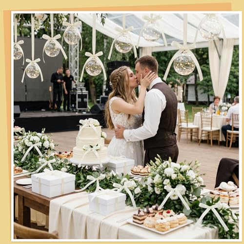 30 Pack Ivory Ribbon Bows for Cake Decorations Pre (Ivory)