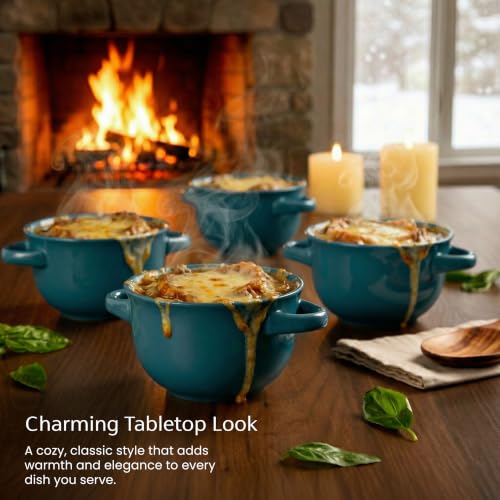 French Onion Soup Crocks with Lids & Handles (Teal)