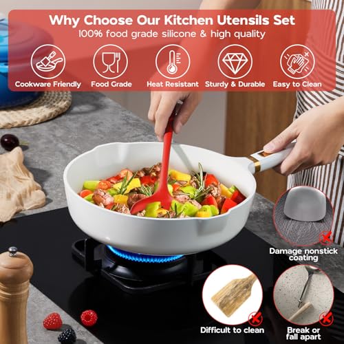 Silicone Cooking Utensils Set (Apple Red)
