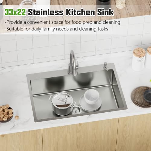33x22In Drop In Kitchen Sink (33x22 Stainless)