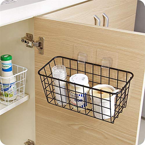 3 Set LeleCAT Adhesive Over the Cabinet Door Wire Baskets for Organizing for Kitchen Food Pantry Bathroom Shelf Storage No Drilling Wall Mounted (3 Count)