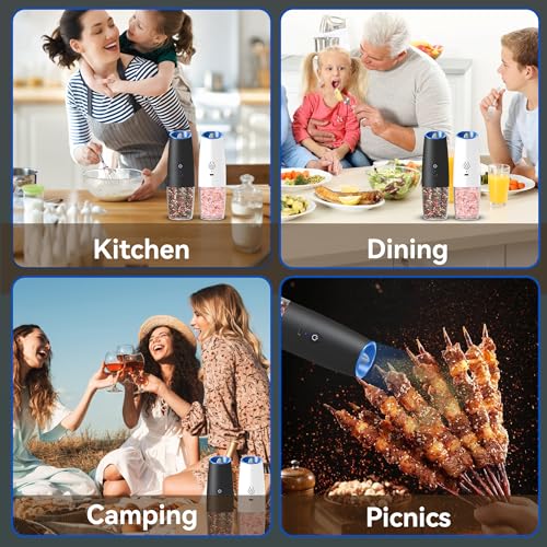 Rechargeable Salt And Pepper Grinder Set (Black&White-Set)