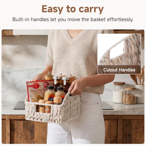 Pantry Baskets for Organizing (White(Water Hyacinth) / 2x 8½"L x 10"W x 7½"H)