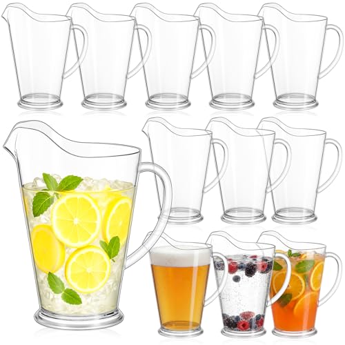 Tessco 12 Pcs Plastic Pitchers 60 Oz Clear Water Beer Jug Large (Stylish)