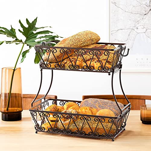 2 Tier Countertop Fruit Basket Bowl Storage