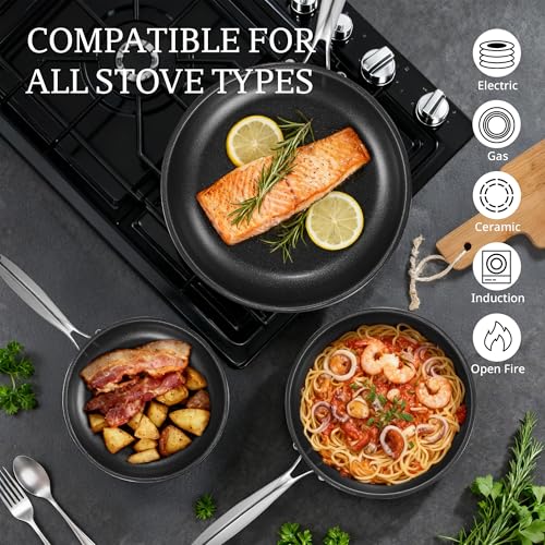 Non Stick Frying Pans without Lid (Black / 8-Inch)