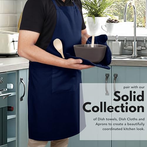 4 Piece Set 2 Oven Mitts & 2 Potholders (Navy)
