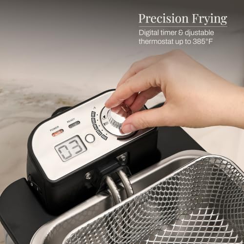 Electric Deep Fryer with Basket and Lid