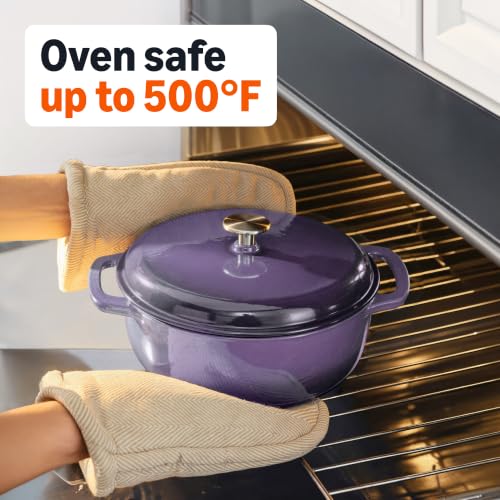 Enameled Cast Iron Dutch Oven Pot with Lid (Purple / 6-Quart)