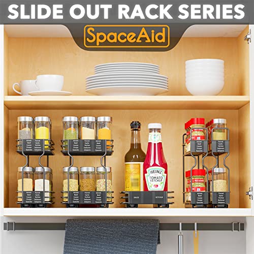 Pull Out Spice Rack Organizer for Cabinet (Two 2"W Drawers, 2-Tier)