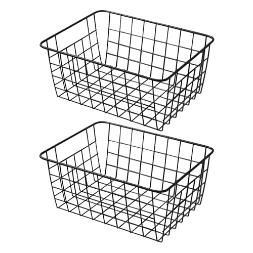 11" Upright Freezer Storage Baskets (Black / 11"-2Pack)